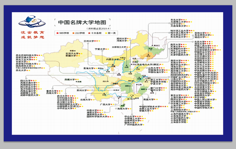 中國名牌大學(xué)地圖（2020）